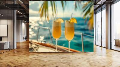 A luxury catamaran cruise around tropical islands, with a signature cocktail for each destination Wall mural