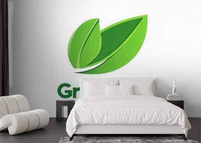 Eco-friendly GreenTech logo design with leaves Wall mural