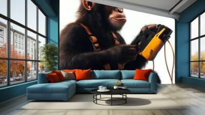 Monkey electrician with wires and a tool belt Wall mural