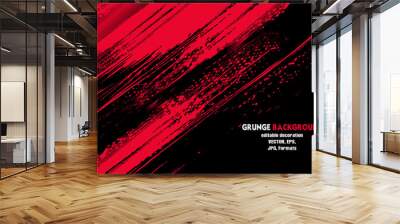 Abstract red Frame Sport Grunge Design On Black Background, Minimal Abstract red Frame Grunge  Wall mural