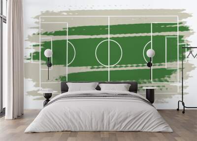 green watercolor brushed soccer or football field background,on white paper Wall mural