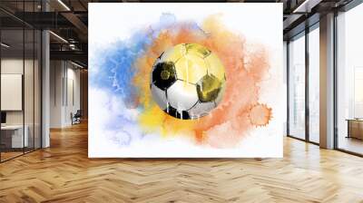 hand drawn watercolor soccer or football. suitable for football poster background and others, background on white paper Wall mural