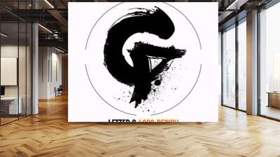 letter paint stroke symbol G, G Brush Stroke Letter Logo Design. Black Paint Logo Letter Icon with Elegant Vector Design. Hand scribble letter G logo Wall mural