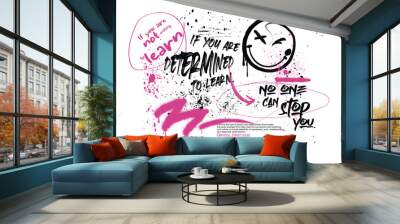 Urban typography hipster street art graffiti slogan print with neon spray effect for graphic tee t shirt - Vector Wall mural