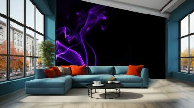 Purple smoke on black background Wall mural