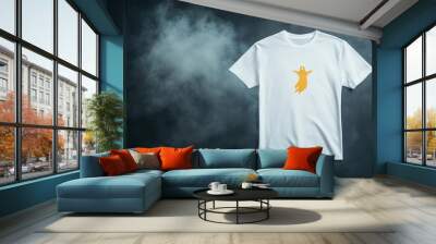 Side view of a t-shirt with a spooky ghost graphic, set against a dark background with subtle fog effects, Halloween vibes, realistic and high-definition mockup photo Wall mural