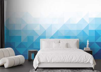 Abstract geometry triangle blue mosaic texture background pattern. Wall mural