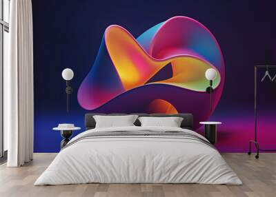 Abstract colorful shape, dark background design Wall mural