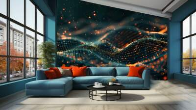 abstract technology particles lines mesh background Wall mural