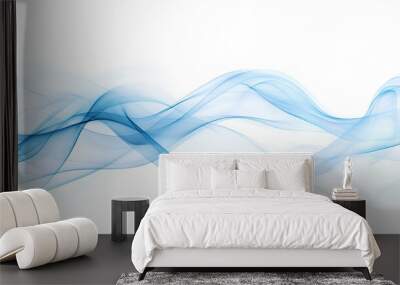 Blue abstract smoke waves on a white background  Wall mural