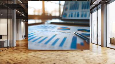 Business analytics concept, financial charts and graphs, business intelligence, profit statistics and finance performance of company Wall mural