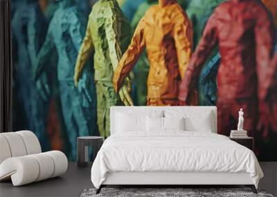 People of all colors holding hands, inclusive business mindset values dignity and respect for all individuals Wall mural