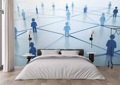 professional social network concept connected human figures representing business relationships and networking Wall mural