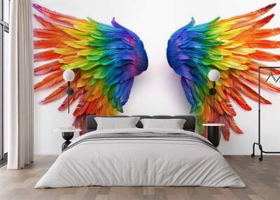 Rainbow pride wings isolated on white background Wall mural