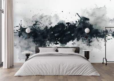 watercolor texture element on background black ink Wall mural