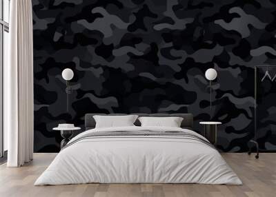 a camouflage design. fashionable dark gray camouflage material. Military appearance. a shadowy background. Wall mural