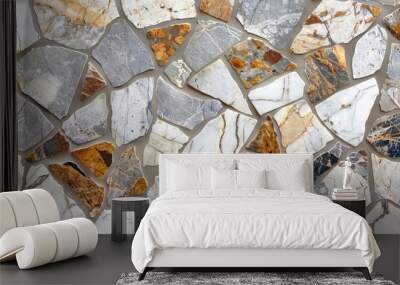 Beautiful blend of marble and quartz, creating a seamless and unique pattern. Perfect for walls or floors, this mosaic stone background adds a touch of Italian flair. Wall mural