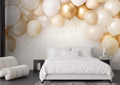 Elegant balloon backdrop border frame for poster brochure, discount flyer, ad design in gold beige nude hue Wall mural