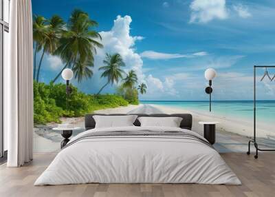 Tropical road isolated on a beach, made out of sand. Wall mural