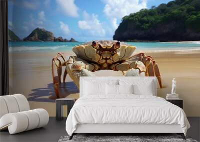 Wonderful crab on Sancho Beach in Fernando de Noronha Island Generative AI Wall mural