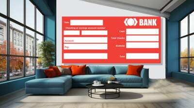 bank payment paper slip with text space to add your identity and amounts. vector illustration Wall mural