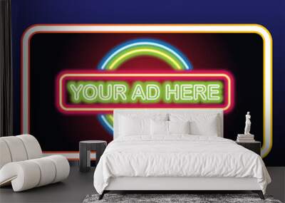 billboard for outdoor advertising glowing box neon sign. vector illustration Wall mural