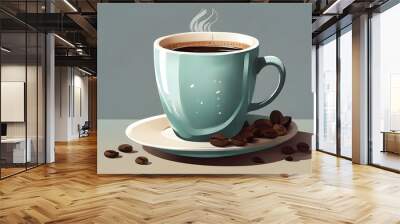 cup of coffee with beans Wall mural