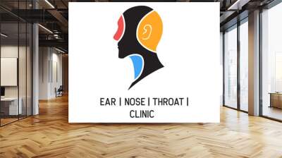 ear nose throat (ENT) logo for Otolaryngologists  clinic concept. vector illustration Wall mural