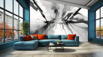 hand with pen Wall mural