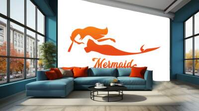 mermaid logo isolated on white background Wall mural