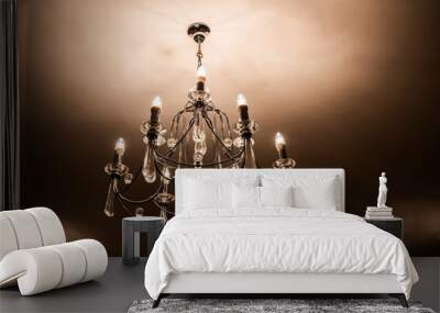 Classic crystal chandelier, luxury light lamp. Wall mural