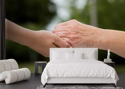 The helping hands for elderly home care Wall mural