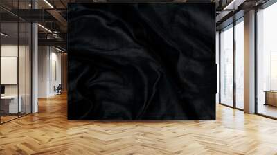 Black abstract background cloth and luxury liquid waves  silk texture satin material Wall mural