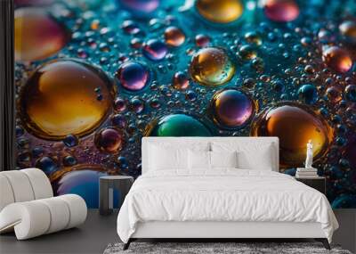 A closeup shot of glossy bubbles, Generative AI Wall mural