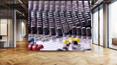 Close-up of sound mixer in a studio mixing sound. Wall mural