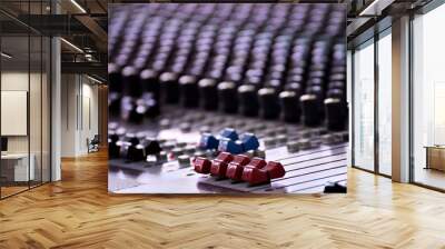 Close-up of sound mixer in a studio mixing sound. Wall mural