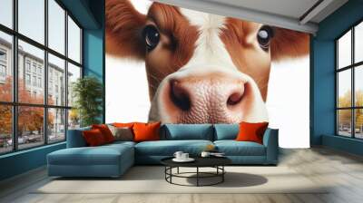 close-up shot of Cow Head isolated on white background Wall mural