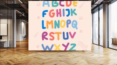 hand lettering doodle alphabet font sketch. Vector alphabet Wall mural