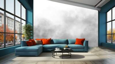 Fog or smoke isolated transparent. White vector cloudiness. floating white fog effect Wall mural