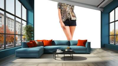 Full body, happy woman and portrait with ginger or red hair for fashion style isolated on transparent png background. Trendy, cool and beautiful young person or model from the UK in fancy clothes Wall mural