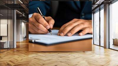 Businessman Signing Document in Smart Suit Wall mural