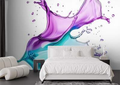 Colorful Splash of Water in Purple and Teal Hues Wall mural