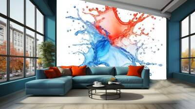 Colorful Water Splashes in Bold Blue and Coral Wall mural