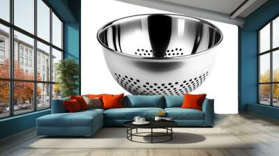 Elegant stainless steel colander with perforated design, perfect for draining pasta and rinsing fruits or vegetables in the kitchen. Wall mural