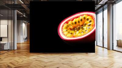 Juicy Halved Passion Fruit with Bright Seeds Wall mural