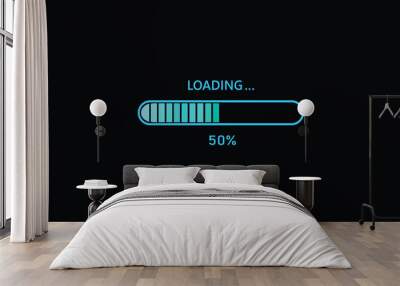 50% Progress Loading Bar on Black Background Wall mural