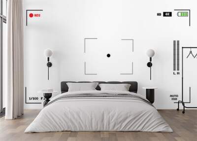 Camera viewfinder. Viewfinder camera recording. Video screen on a white background.  Wall mural