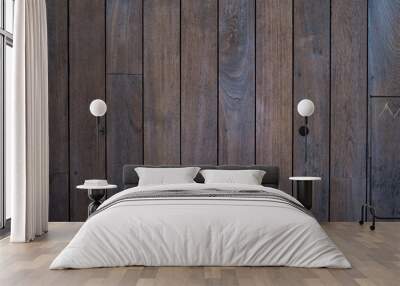 vintage dark brown wood plank wall texture board background. Wall mural