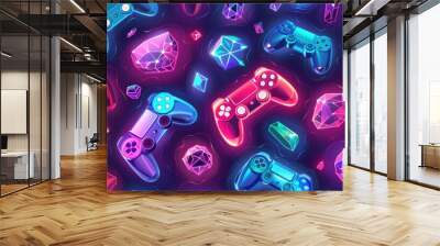 cartoon pattern of video game control featuring colorful control Wall mural