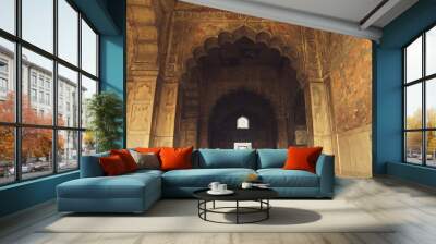 architectural building ar unesco world heritage site, red fort, delhi, india Wall mural